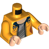 Torso Jacket with Zipper over Gray Undershirt Print, Bright Light Orange Arms, Light Nougat Hands Leuchtendes Hellorange