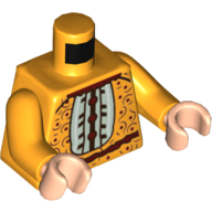 Torso Dress, White Center Panel, Reddish Brown Trim, Spots, and Swirls Print, Bright Light Orange Arms, Light Nougat Hands Bright Light Orange