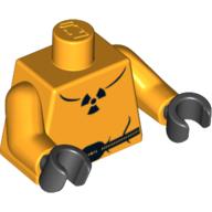 Torso Safety Suit with Belt and Radioactivity Warning Print, Bright Light Orange Arms, Black Hands Leuchtendes Hellorange