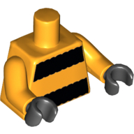 Torso Black Thick Stripes Print, Bright Light Orange Arms, Black Hands Bright Light Orange