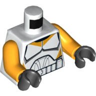 Torso Clone Trooper Armor with Bright Light Orange Markings Print, Bright Light Orange Arms, Black Hands Weiß
