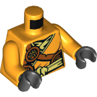 Torso Robe with Bright Light Yellow Sash and Scabbard Print, Bright Light Orange Arms, Black Hands Leuchtendes Hellorange