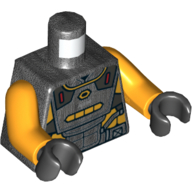 Torso Armor with Silver and Bright Light Orange Plates, and 'AIM' Print, Bright Light Orange Arms, Black Hands Pearl Titanium