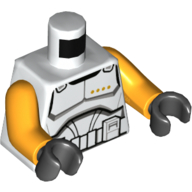 Torso Clone Commander Armor print, Bright Light Orange Arms, Black Hands White