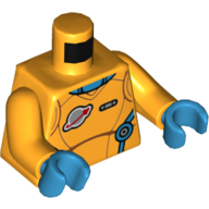 Torso Spacesuit, Classic Space Logo, Dark Azure Trim Print, Bright Light Orange Arms, Dark Azure Hands Bright Light Orange