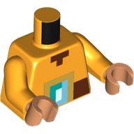 Torso, Minecraft Pixelated Reddish Brown Belt, Belt Buckle print, Bright Light Orange Arms, Nougat Hands Leuchtendes Hellorange