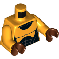 Torso Muscles Outline with Black Suit Print, Bright Light Orange Arms, Reddish Brown Hands Bright Light Orange