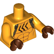 Torso Muscles Dark Tan Straps, Claw Marks Print, Bright Light Orange Arms, Reddish Brown Hands Bright Light Orange