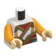 Torso, Gold/Yellow Armor, White Shirt, Dark Turquoise/Red Decorations print, Bright Light Orange Arms, Tan Hands Weiß
