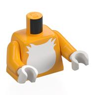 Torso, White Fur Chest print, Bright Light Orange Arms, White Hands Bright Light Orange