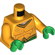 Torso Muscles, Gold Collar and Belt with 'A' Buckle Print (Aquaman), Bright Light Orange Arms, Green Hands Bright Light Orange