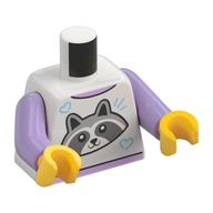 Torso, Shirt with Raccoon print, Lavender Arms, Yellow Hands White