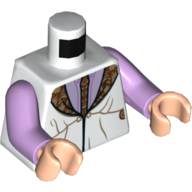 Torso Robe, Dark Tan/Reddish Brown Collar, Lavender Undershirt Print, Lavender Arms, Light Nougat Hands Weiß