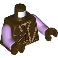 Torso Vest with Gold Trim Front and Back Print, Lavender Arms, Dark Brown Hands Dunkelbraun