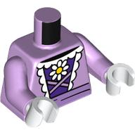 Torso Dress, White Trim Laces, Dark Purple Shirt, Flower print, Lavender Arms, White Hands Lavender