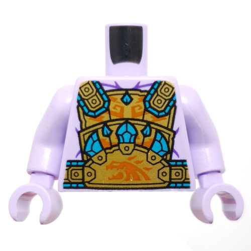 Torso Armor, Gold and Orange Plates with Dark Turquoise Jewels Print, Lavender Arms and Hands Lavendel