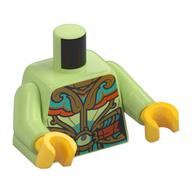 Torso, Asian Style Tunic, Gold/Dark Orange/Dark Turquoise Decorations, Pearl print, Yellowish Green Arms, Yellow Hands Yellowish Green