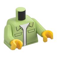 Torso, Shirt, Pockets, White Shirt print, Yellowish Green Arms, Yellow Hands Gelbgrün