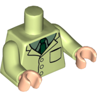 Torso Lab-Coat, Sand Green Shirt, Dark Green Tie print, Yellowish Green Arms, Light Nougat Hands Yellowish Green
