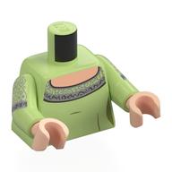 Torso, Light Nougat Chest, Silver Trim, Decorations on Arms print, Yellowish Green Arms, Light Nougat Hands Yellowish Green