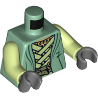 Torso Robe with Light Green Straps and Gold Belt Print, Yellowish Green Arms, Dark Bluish Gray Hands Sand Green