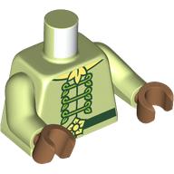 Torso Tunic, Lime Laces, Dark Green Belt, Bright Light Yellow Flower, Scarf print, Yellowish Green Arms, Medium Nougat Hands Yellowish Green