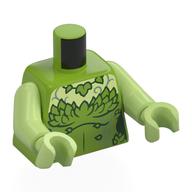 Torso Dress, Leaves, Dark Green Trim, Yellowish Green Chest print, Yellowish Green Arms and Hands Limette