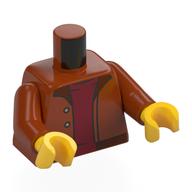 Torso, Jacket, Nougat Collar, Dark Red Shirt print, Dark Orange Arms, Yellow Hands Dunkelorange