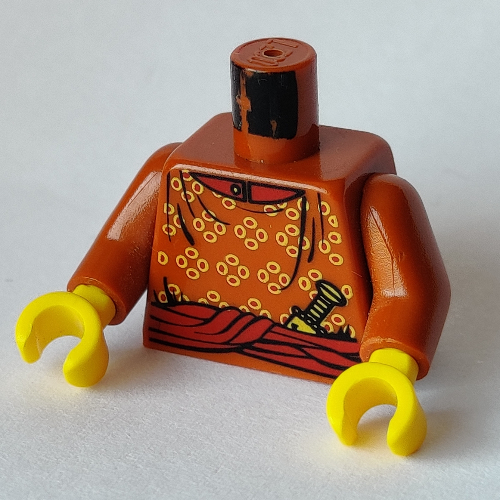 Torso Robe with Yellow Spots, Sash, Knife, Collar Print, Dark Orange Arms, Yellow Hands Dark Orange
