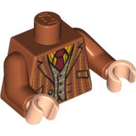 Torso Pinstriped Suit Jacket, Dark Tan Vest and Red Tie Print, Dark Orange Arms, Light Nougat Hands Dunkelorange