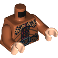Torso Chequered Collar and Belt with Silver Buckle Print, Dark Orange Arms, Light Nougat Hands Dark Orange
