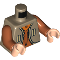 Torso Vest with Vertical Pockets, Dark Orange Undershirt / Bird Logo on Back Print (Ezra Bridger), Dark Orange Arms, Light Nougat Hands Dunkelbeige