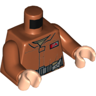 Torso Pilot Jumpsuit with Dark Bluish Gray Belt and Resistance Commander Insignia Print (Poe Dameron), Dark Orange Arms, Light Nougat Hands Dunkelorange