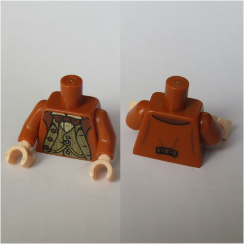 Torso Jacket with Vest, Bow Tie Print (Horace Slughorn ), Dark Orange Arms, Light Nougat Hands Dark Orange