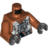 Torso Flight Suit with Straps and Black Hose Print, Dark Orange Arms, Black Hands Dark Orange