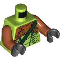 Torso Snake Markings, Dark Green, under Dark Orange Armor and Dark Green Crossbelt with Red Vial Print, Dark Orange Arms, Black Hands Lime