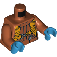 Torso Flight Suit, Straps, Buckles, Zipper Pockets Print, Dark Orange Arms, Dark Azure Hands Dark Orange