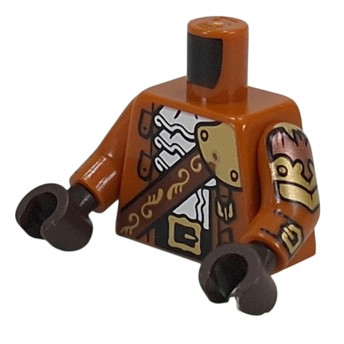 Torso, Coat, Dark Brown Strap with Bottles, Gold Decorations, White Shirt with Ruffles, Black Belt print, Dark Orange Arms, Dark Brown Hands Dark Orange