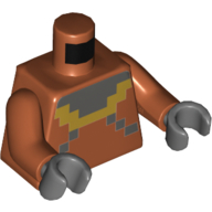 Torso Pixelated Dark Bluish Gray and Yellow Squares print, Dark Orange Arms, Dark Bluish Gray Hands Dark Orange