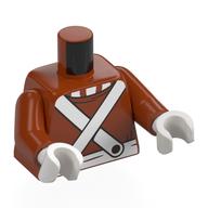 Torso, Sweater, White Crossed Suspenders print, Dark Orange Arms, White Hands Dunkelorange