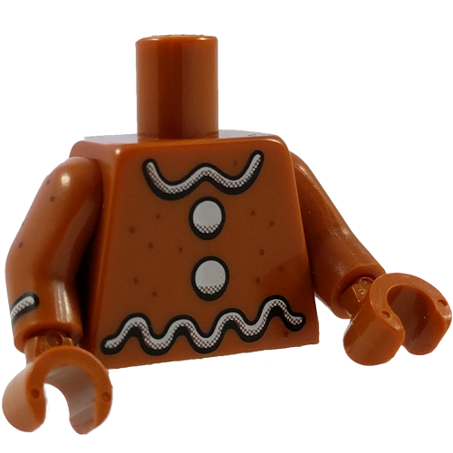 Torso White Icing and Buttons Print, Dark Orange Arms and Hands with White Icing Stripe Print Dunkelorange