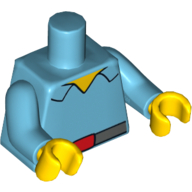 Torso Shirt, Open Collar with Gray Belt with Red Buckle Print, Medium Azure Arms, Yellow Hands Mittelazur