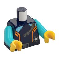 Torso, Wet Suit, Orange Stripes, Belt, Pressure Gauge, Breathing Hose print, Medium Azure Arms, Yellow Hands Dark Blue