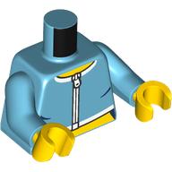 Torso, White Zipper, Tri, Bare Stomach print, Medium Azure Arms, Yellow Hands Mittelazur
