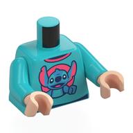 Torso, Stitch on Coral Background print, Medium Azure Arms, Light Nougat Hands Mittelazur