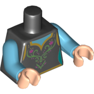 Torso Dress with Flowers, Medium Azure Undershirt Print, Medium Azure Arms, Light Nougat Hands Schwarz