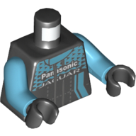 Torso Racing Jacket, 'Panasonic Jaguar' Print, Medium Azure Arms, Black Hands Schwarz