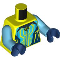 Torso, Zipper, Lime/Dark Azure/Dark Blue Shapes print, Medium Azure Arms, Dark Blue Hands Vibrant Yellow