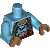 Torso Vest, Quilted Dark Bluish Gray with Medium Azure Undershirt, Necklace and Belt Print (Maz Kanata), Medium Azure Arms, Medium Nougat Hands Mittelazur