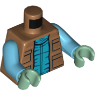 Torso Vest with Pockets and Medium Blue Shirt Print (Greedo), Medium Azure Arms, Sand Green Hands Medium Nougat
